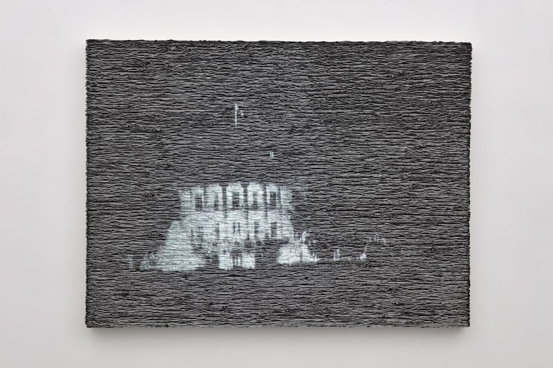 Donald Moffett Aluminum/White House Unmoored, 2004 Oil on linen and loop light 40 x 60 inches 101.6 x 152.4 cm