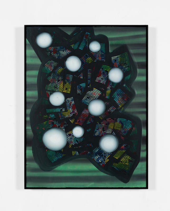 Julia Dault Pop Goes the World, 2020 Acrylic and oil on canvas in painted aluminum frame 24 x 18 inches 61 x 45.7 cm
