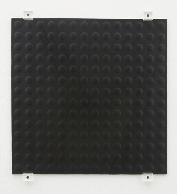 Willem Oorebeek PIRELLI (PORTRAIT), 2011 Three rubber floortiles and glass, unique 19 5/8 x 19 5/8 inches 50 x 50 cm