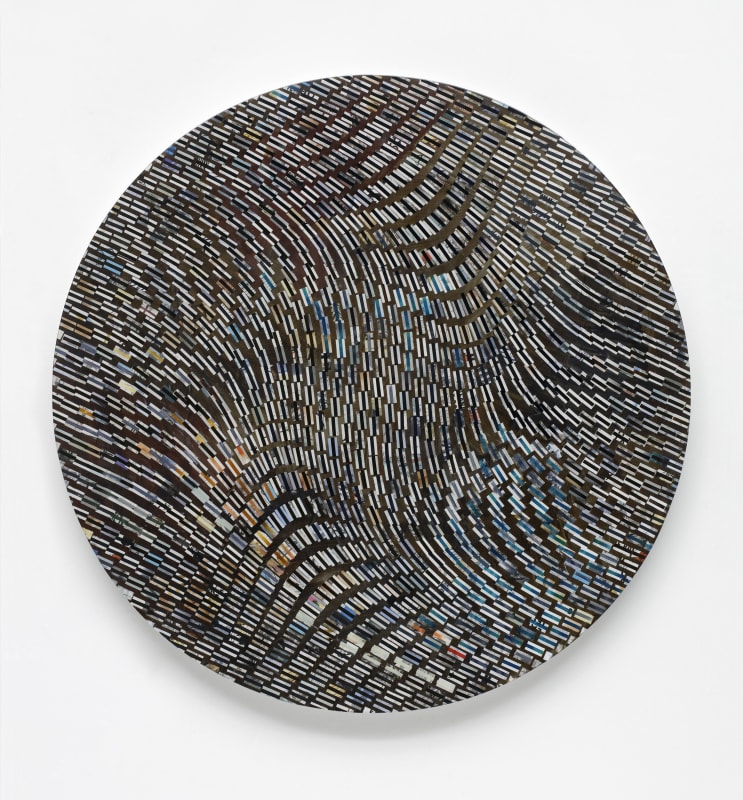 Matthias Bitzer Idle Eddy, 2018 Paper and epoxy on board 55 1/4 x 55 1/4 x 3 inches Diameter: 55 1/8 inches 140 cm