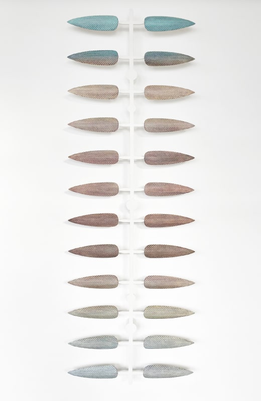 Polly Morgan Losing Hand, 2023 painted polyurethane, powder-coated steel 150 x 49 x 6.2 cm