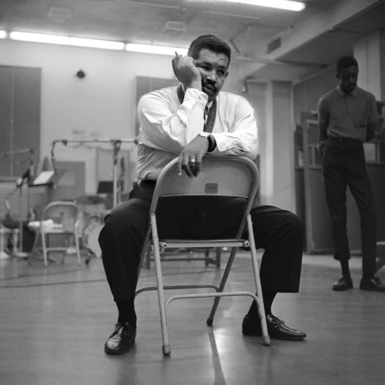 Kwame Brathwaite Untitled (Cannonball Adderley, Great Northern Hotel. Listening to playback), early 60s c., printed 2018 Archival pigment print, mounted and framed Adderly_Cannonball_Loc_1A_001 30 x 30 inches 76.2 x 76.2 cm #2/5 (Ed. of 5 + 2AP)