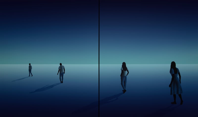 Benjamin Valode Voir le Vide 5, 2023 Acrylique et crayons de couleur sur toile 100 x 168 cm