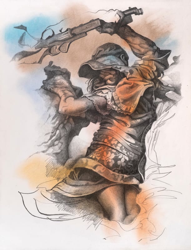 Tudi Deligne A story of violence., 2024 Graphite sur papier 42 x 32 cm