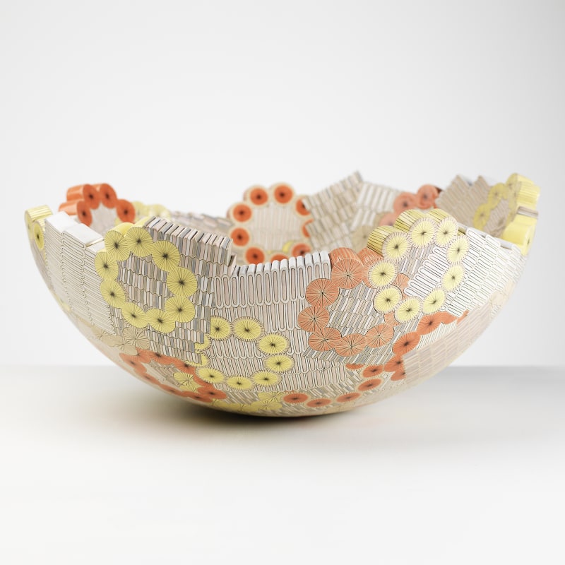 Frances Priest Gathering Places, Collage iii, 2017 Inscribed ceramic with glaze and enamel decal 25 x 40cm Series: Gathering Places, Grammar Of Ornament