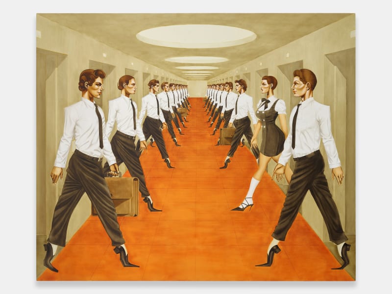 Clocking-In, 2024 Oil on linen 60 x 72 inches (152.4 x 182.9 cm) Jean-Pierre Villafañe
