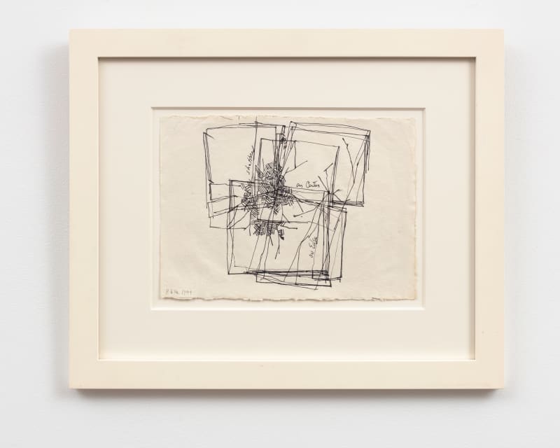 Barry Le Va Study for Installation, "On Edge, On Center Shatter" (1968-71), Porto, Portugal, 1999, 1999 ink on paper 8 1/4 x 11 1/2 in (21 x 29.2 cm)