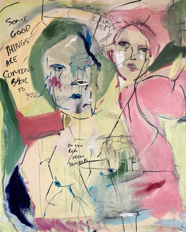 Jemima Sara Some Good Things are Coming Back to You, 2023 Mixed media on canvas 80 x 120 cm