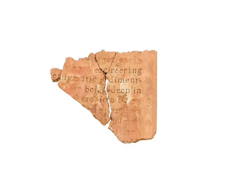 Lennart Lahuis MURMUR (#36/ Engineering Sediment), 2018-2024 Fired clay & stainless steel 35 x 35 cm