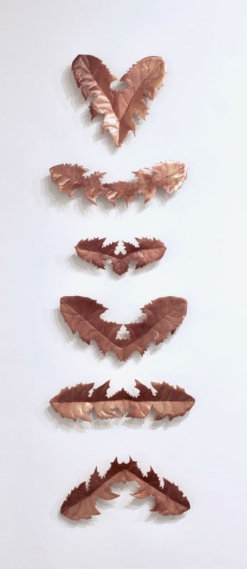 Kirk Maxson Bitter Tears, 2017 patinaed copper, steel nails, wax 36" H x 11" W x 1" D