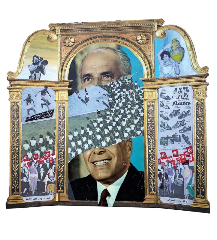 Aicha Filali Bata Collage heightened with acrylic 73 x 70.5 cm