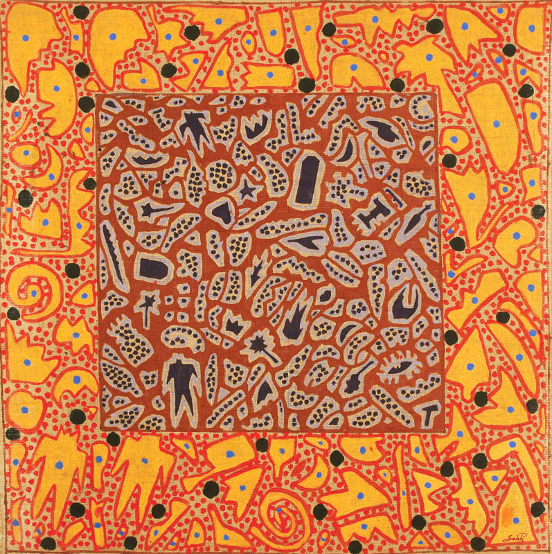 Abderrazak Sahli Untitled Acrylic on jute 142 x 142 cm