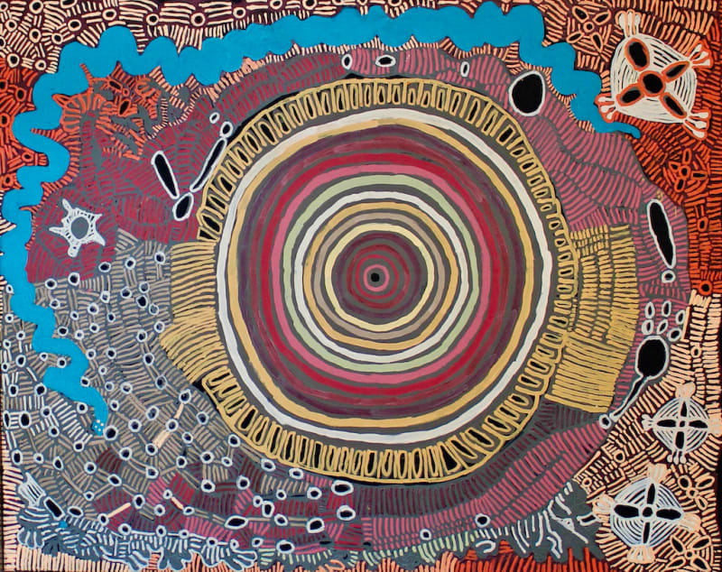 Doris Bush Nungarrayi Pilkati, 2021 acrylic on linen 122 x 152 cm 48 1/8 x 59 7/8 in