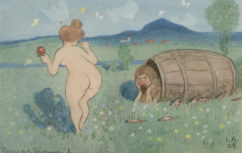 Ivar Arosenius Venus and Diogenes , 1908 Watercolour on paper (4) Each 9 x 14.3 cm (image size) Each 3 1/2 x 5 5/8 in (image size)