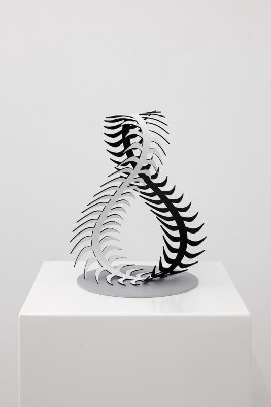Amalie Jakobsen Ouroboros (Black White), 2023 Aluminum, primer, acrylic paint 13 3/4 x 10 1/4 x 9 1/2 in 35 x 26 x 24 cm Edition of 30