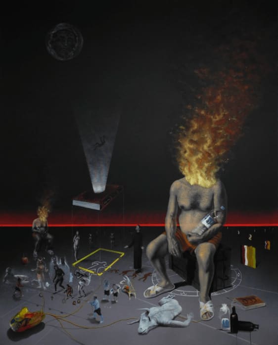 SAAD NAZIH Brulez tout jusqu'à la dernière idée , 2019 Huile, acrylique et pigment organique sur toile 200 x 160 cm