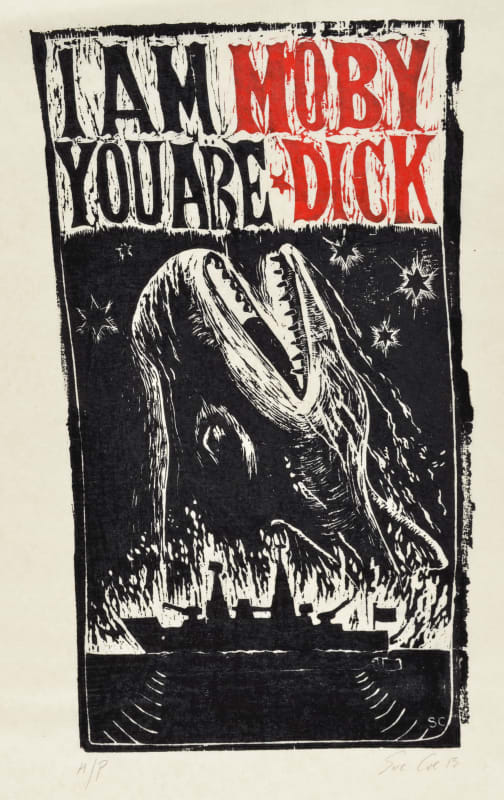 I am Moby, You Are Dick, 2013 Woodcut in two colors on Kitakata natural Japan paper 16 1/4 x 9 3/4 in (41.3 x 24.8 cm) Edition of 50 plus 5 AP