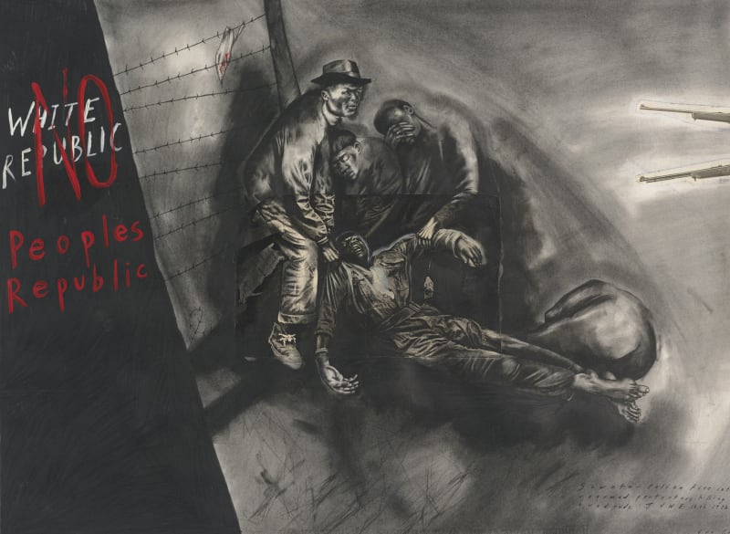 NO Peoples Republic, 1983 Graphite, charcoal, synthetic polymer paint, and cut-and-pasted printed paper on paper 26 1/2 x 34 1/2 in (67.3 x 87.6 cm)