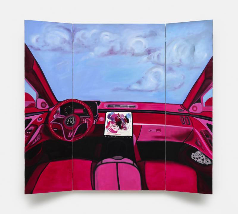 Frieda Toranzo-Jaeger Feminist review of the Oedipus Complex, 2022 Oil on canvas and wood, rhinestones 190 x 210 cm