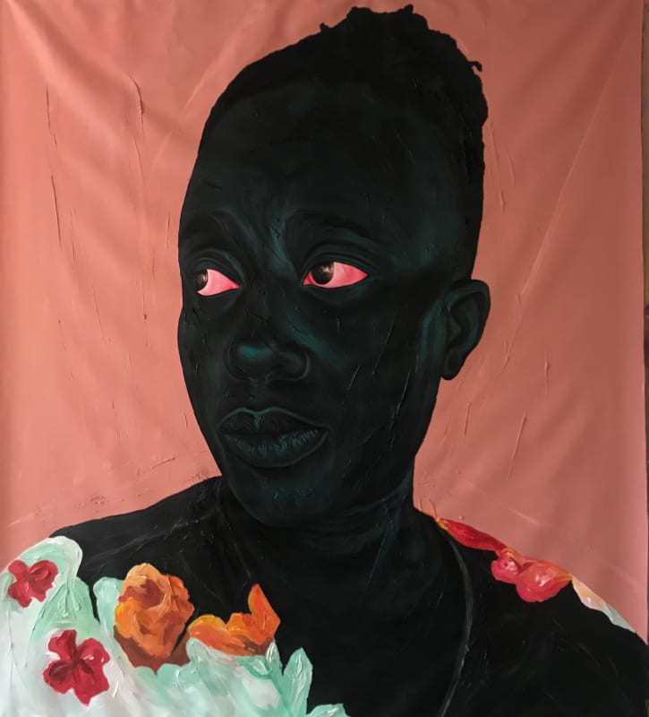 Annan Affotey Daisy in Black Flower Dress (2007 graduate), 2021 Acrylic on canvas 71 x 60 in
