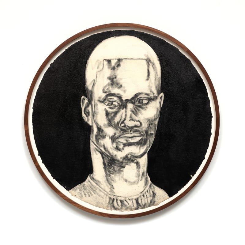 Serge Attukwei Clottey Money around my neck , 2020 Acrylics and charcoal on paper Framed: 96.5 x 96.5 x 5 cms 38 x 38 x 2 inches