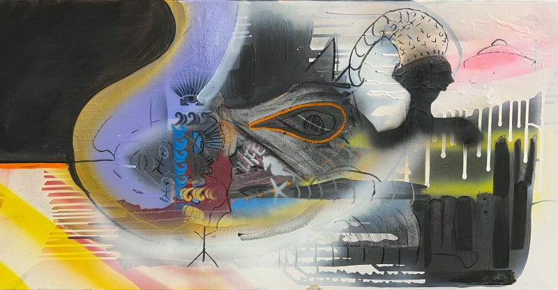George Clinton Break of Dawn, 2023 Acrylic, spray paint, and pastel 24 x 48 in 61 x 121.9 cm