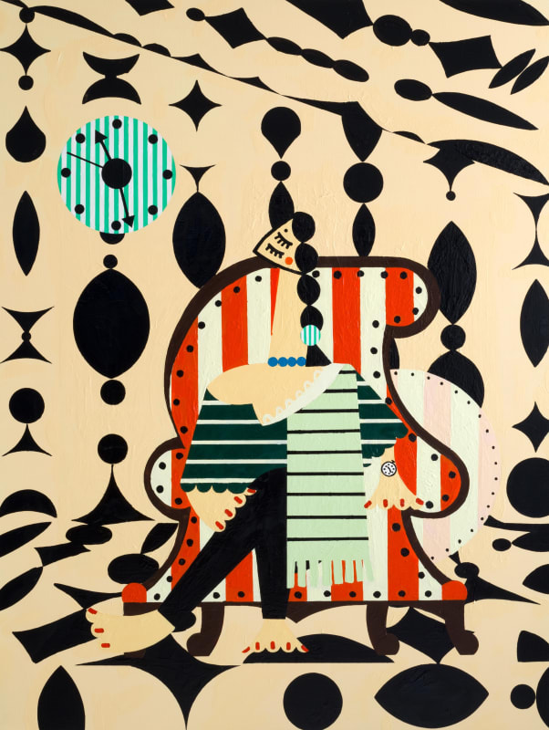 Farah Atassi Woman in Profile, 2020 Oil and enamel on canvas 73 x 55 inches 185 x 140 cm