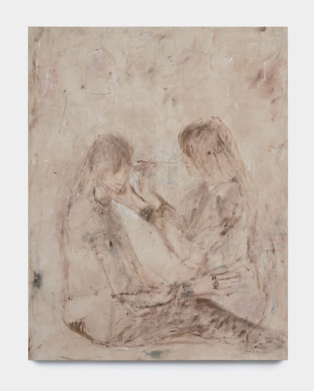 Willa Wasserman The tattoo, 2024 Bone ash, silverpoint, and oil on linen 54 x 42 inches 137.2 x 106.7 cm.