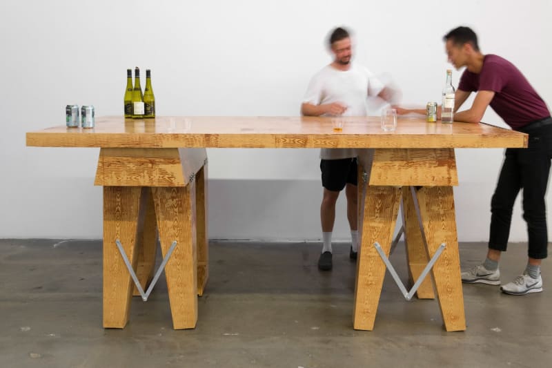 Dorian Gaudin Solo Show, 2018 MDF, plywood, hinges, aluminum armature, padding 44 x 98 x 49 inches 112 x 249 x 124.5 cm