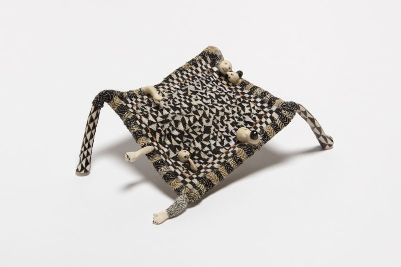 Em Kettner The Swingers, 2021 Cotton and silk woven onto glazed porcelain 3 x 8 x 5.5 inches 7.5 x 20.5 x 14 cm