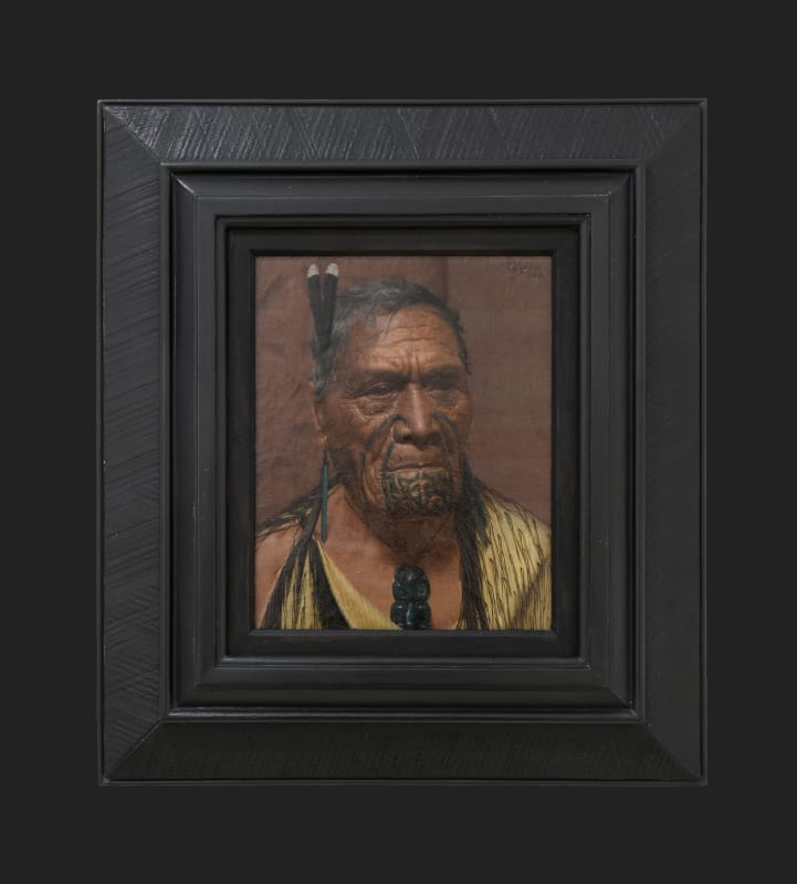 Charles Frederick Goldie The Strategist, Hōri Pōkai, A Warrior, 1918 oil on canvas 270 x 216mm 480 x 430mm framed