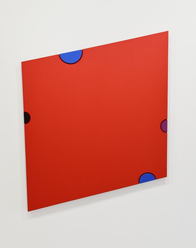 Geoff Thornley Construction no 12 Red, 1983 oil on plywood board 1300 x 1300mm