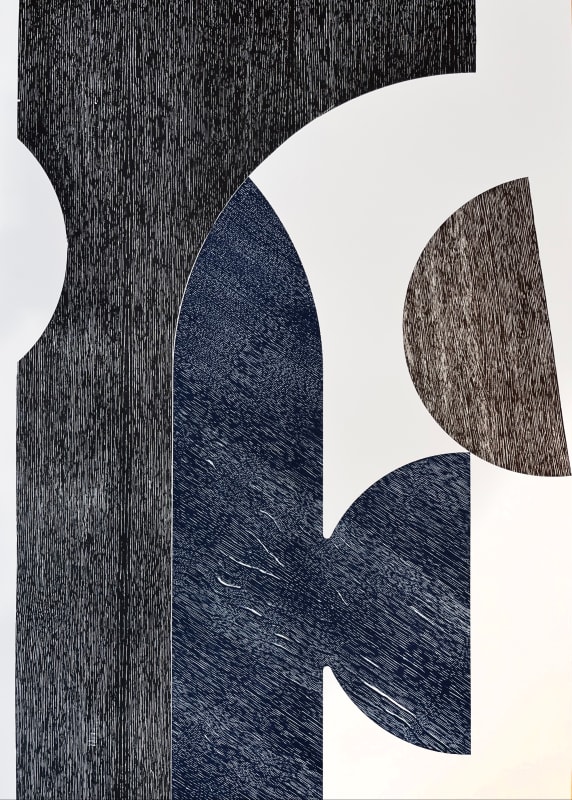 Claire Barclay Untitled (Blue, Brown, Black Relief), 2025 relief print 112 x 76 cm 44 1/8 x 29 7/8 in edition of 2