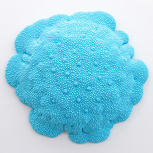 Dan Lam At Least, 2019 polyurethane foam, resin, acrylic and flat pearls 35 x 33 x 7 1/2 in. 88.9 x 83.82 x 19.05 cm