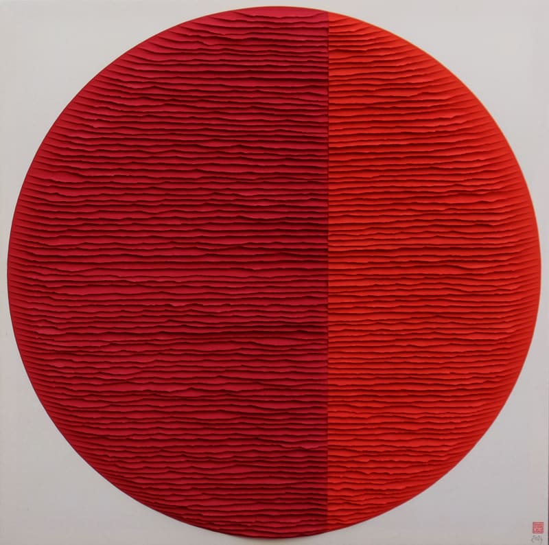 Fernando Daza, Two reds circle, 2024