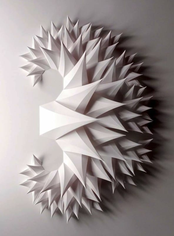 Matthew Shlian Omoplata 56, 2021 paper 26 x 22 x 2 inches 27 1/2 x 23 1/2 x 3 inches frame