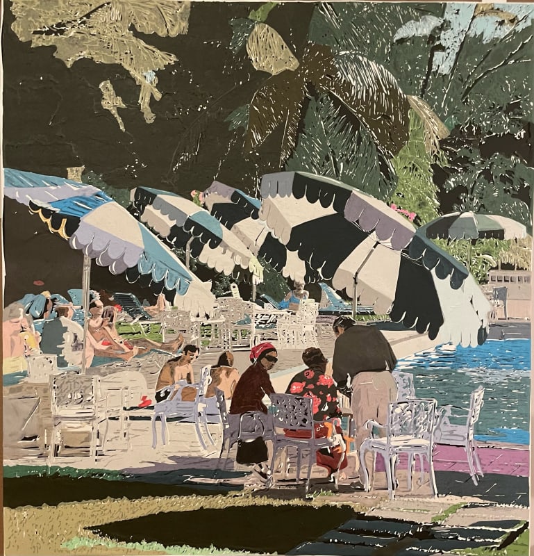 Thomas Witte Untitled , 2024 Hand-dyed and cut tissue paper and cut white paper 40 x 38 inches 44 x 42 inches frame