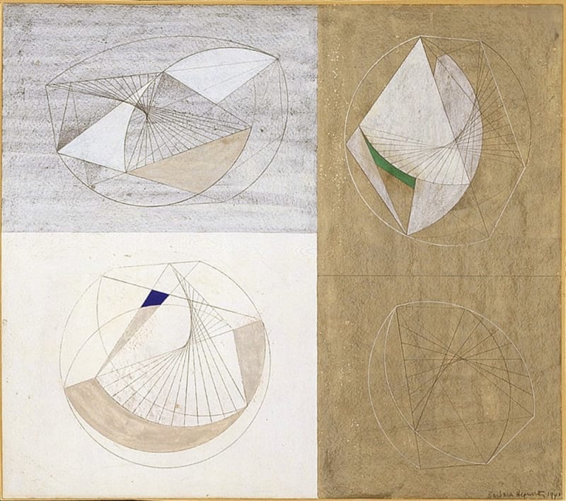 Barbara Hepworth Drawing for Sculpture, 1941 Pencil and gouache on paper mounted on board 14 x 16 inches; 35.5 x 40.6cm Signed and dated, and inscribed and dated verso