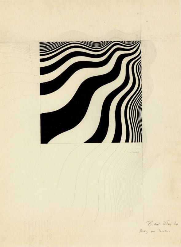Bridget Riley Untitled (Study for Intake), 1964 Gouache on paper 28 ½ x 20 ⅞ inches; 72.5 x 53 cm