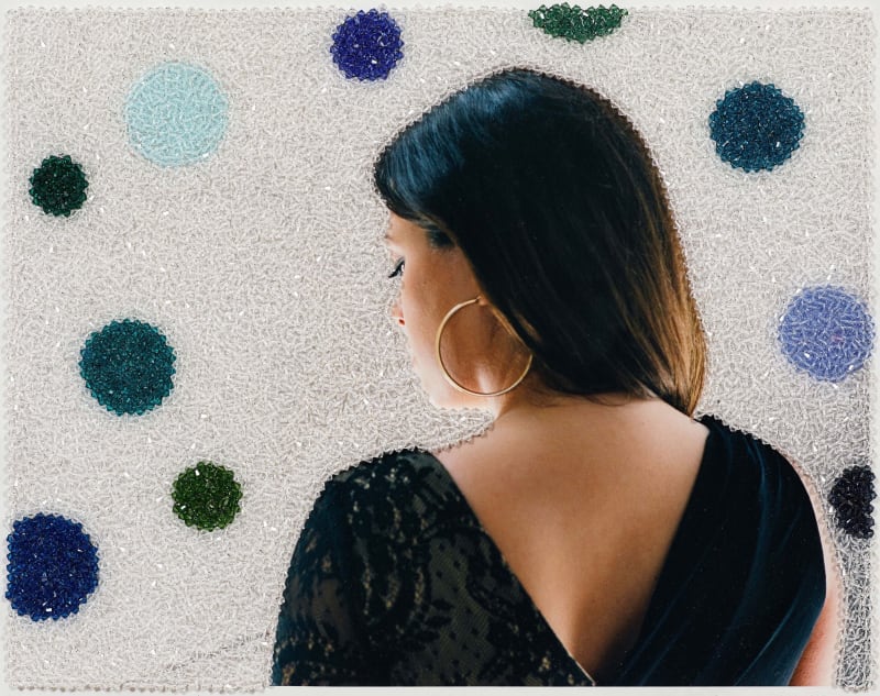 Sissi Farassat Costina III, 2012 Unique chromogenic print embroidered with Swarovski crystals 12 1/2 x 15 1/2 inches 31.8 x 39.4