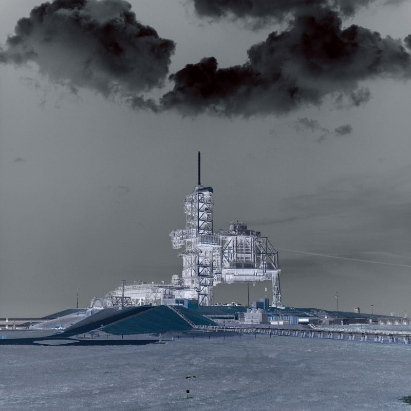 Lynn Davis Launch Complex 39, Pad B Space Shuttle Active, John F. Kennedy Space Center, NASA, Florida, 2004 Piezo print 40 x 40 inches Edition of 10 + 3 APs