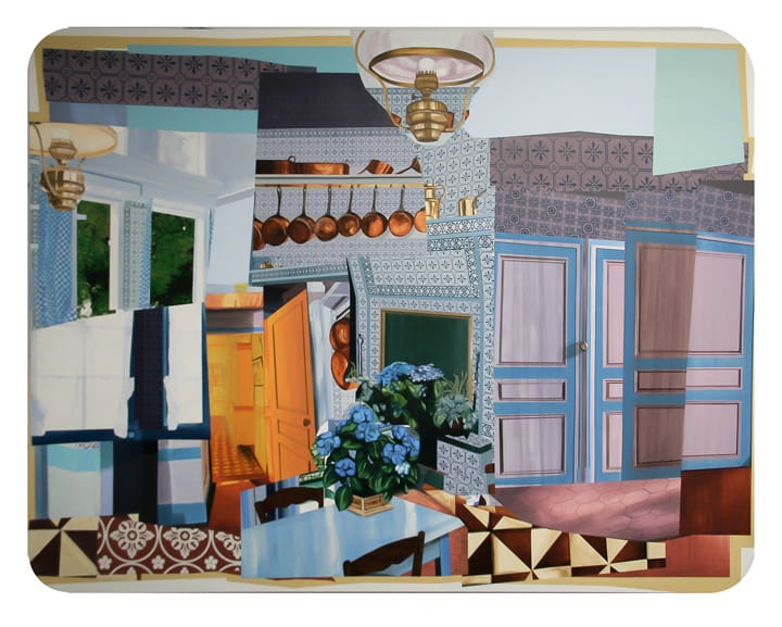Mickalene Thomas Monet’s Kitchen, 2014 rhinestones, acrylic, enamel, oil and silk-screen on wood 213.4 x 274.3 cm, 84 x 108 in