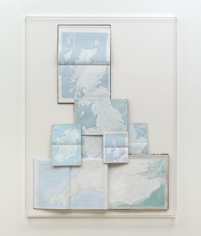 Tania Kovats Only Blue (British Isles), 2014 8 altered atlases, acrylic box 150 x 110 x 10 cm, 59.1 x 43.3 x 3.9 in