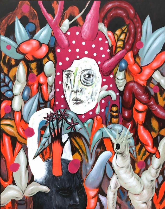 Rodel Tapaya Deciphering the Shadow, 2023 Acrylic on canvas 60 x 48 in 152.4 x 121.9 cm