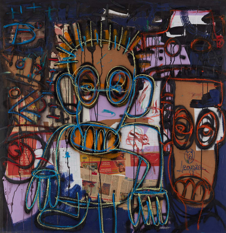 Aboudia Le ganganba, 2023 Acrylic & mixed media on canvas 58 5/8 x 57 1/8 in 149 x 145 cm