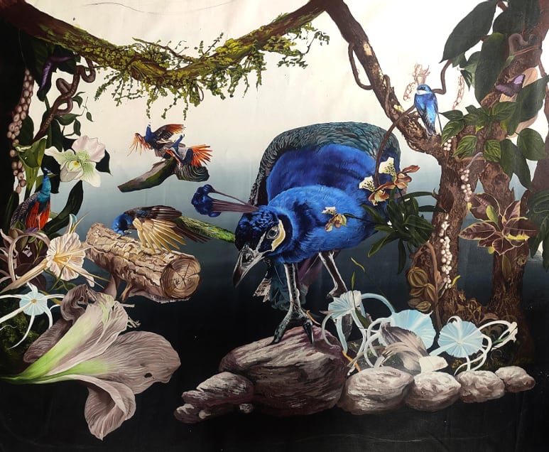 Satadru Sovan Banduri Echoes from the Dislocated Silence, 2025 Acrylic with Gouache on Canvas 50 x 46 inches