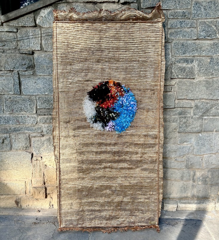 Pragati Mathur Stand Alone Copper Wire, Gold Gota, Silk Fabric Strips 78 x 42 inches