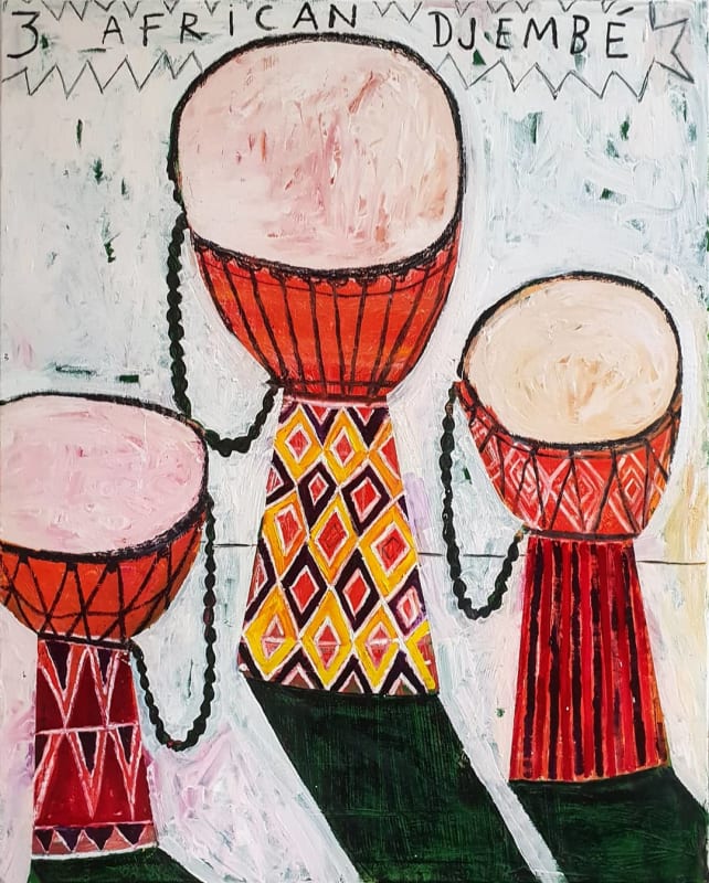 Joachim Lambrechts 3 African djembé, 2020 Oil, lacquer paint and spray-paint on canvas 100 x 80 cm 39 3/8 x 31 1/2 in