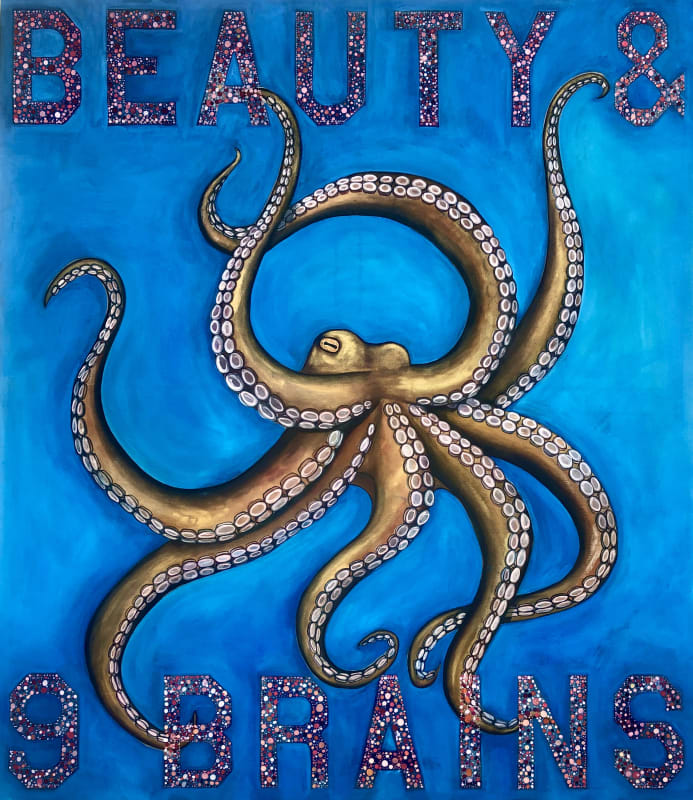 Celina Teague Beauty and 9 Brains, 2020 Oil and acrylic on canvas 150 x 130 cm 59 1/8 x 51 1/8 in