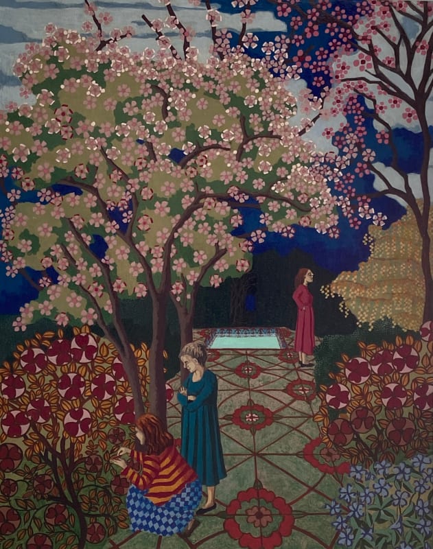 Kate Montgomery Spring Garden, 2024 Casein on birch panel 30 x 38 cm